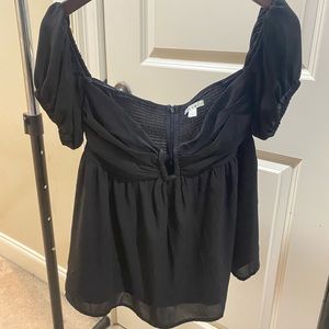Francesca’s Miami Black Wired Babydoll Blouse